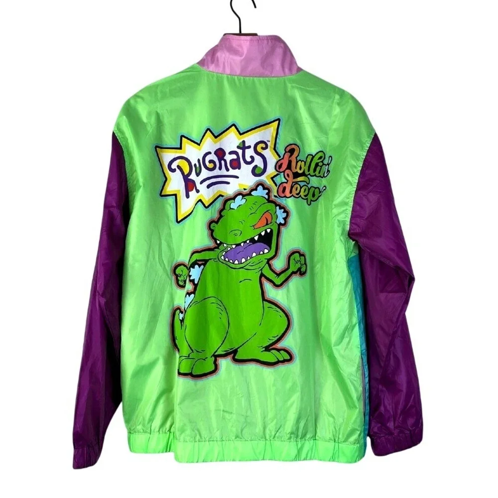 Nickelodeon Rugrats 90's Kidcore Windbreaker Full Zip Jacket Purple Green L New - Picture 4 of 6